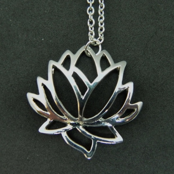 Silver Lotus Flower Necklace - Picture 4 of 6